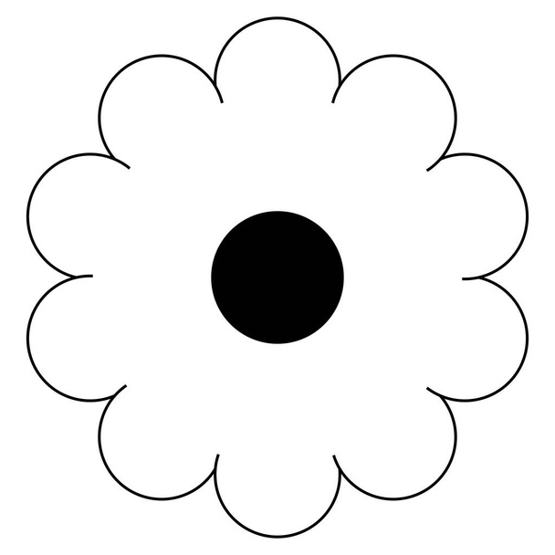 Flor plana aislada sola blanca y negra del vector
. - Vector, imagen