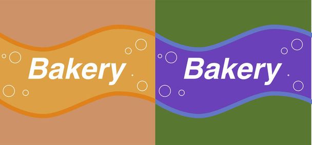 set of brown and green bakery labels with waves and bubbles - Vector, Image