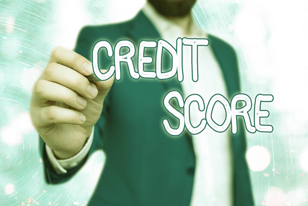 Kézírás szöveg kredit pontszám. Fogalom jelentése Az egyes hitelezők hitelminősítésének hitelképessége. - Fotó, kép