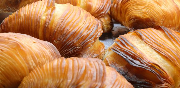 typical dessert of Naples City in Italy called SFOGLIATELLE for sale - Photo, Image