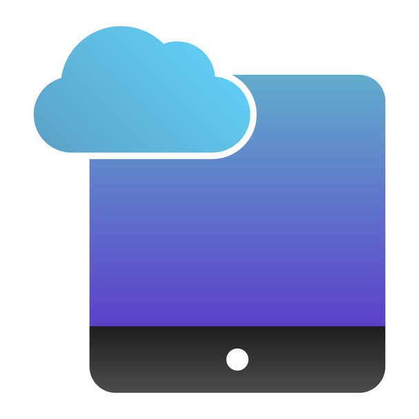 Cloud computing on tablet flat icon. Digital tablet with cloud color icons in trendy flat style. Data cloud on device gradient style design, designed for web and app. Eps 10. - Вектор,изображение