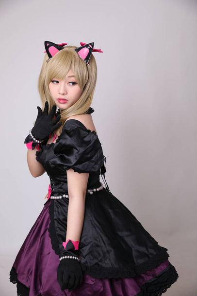 Giappone anime cosplay, ritratto di ragazza cosplay isolato su sfondo bianco - Foto, immagini