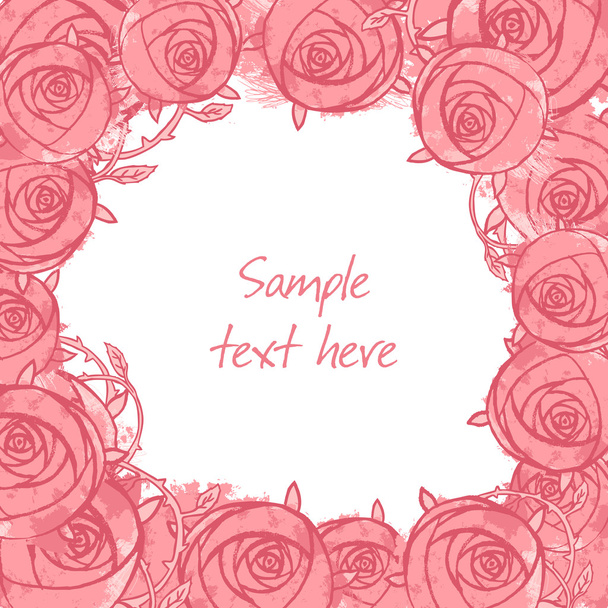 roses frame floral background - Vector, Imagen