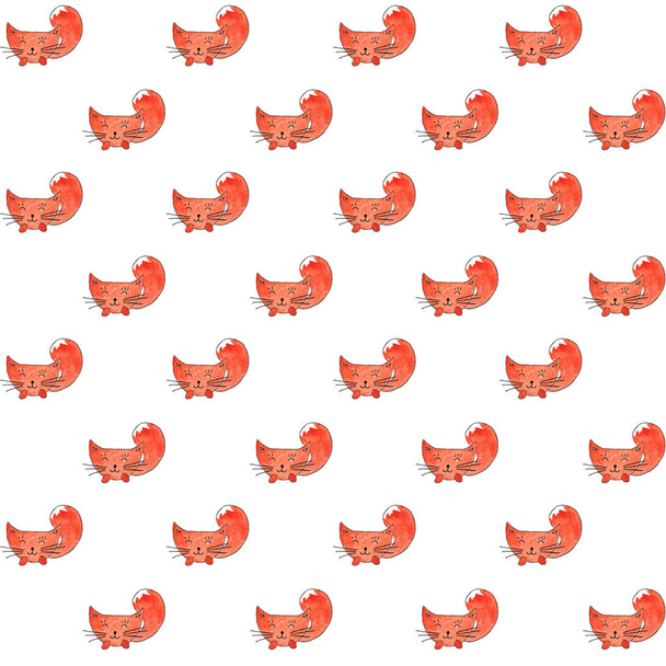 A fox, Seamless Pattern. Watercolor Hand Drawn, a fox Head Seamless Background - Foto, imagen