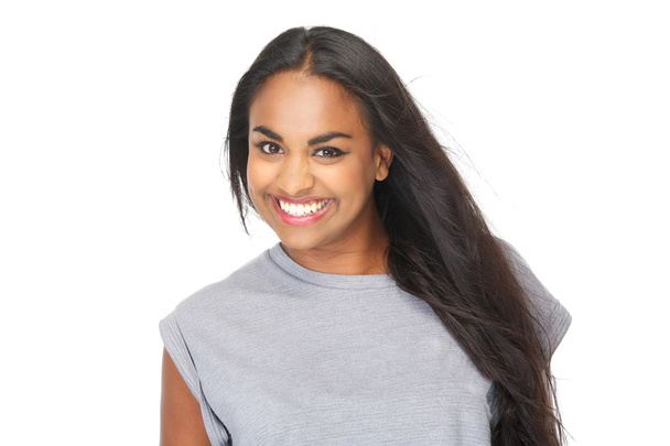 アフリカ系アメリカ人女性の笑顔 - 写真・画像