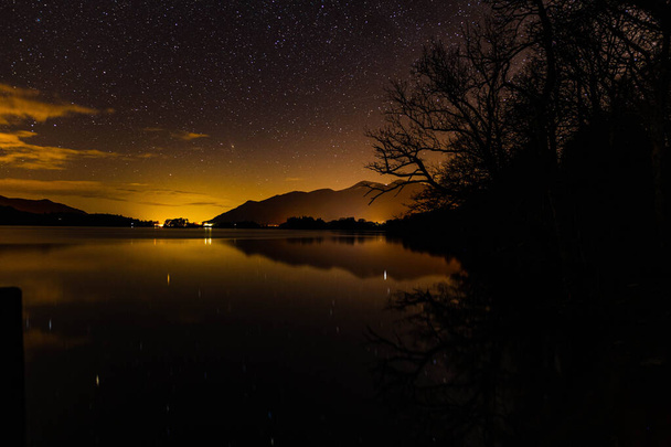 A starry night on ashness jetty with reflections - Photo, Image