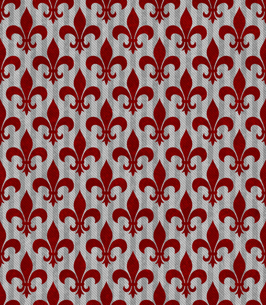 Red and Gray Fleur De Lis Textured Fabric Background - Photo, Image