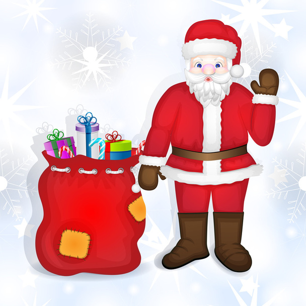 Santa claus with bag full of gifts - Vector, Image