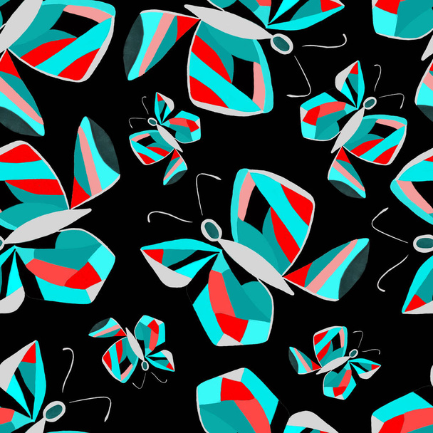 Decorative seamless pattern with abstract butterflies. Beautiful summer print. Colorful creative pattern. - Valokuva, kuva