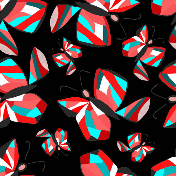 Decoratief naadloos patroon met abstracte vlinders. Mooie zomerprint. Kleurrijk creatief patroon. - Foto, afbeelding