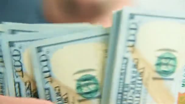 Close Up Of Man Hands Count Hundred Dollar Banknotes. Successful Business Concept. - Filmmaterial, Video