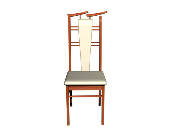 cadeira de mesa de madeira à moda antiga com estofos
 - Foto, Imagem