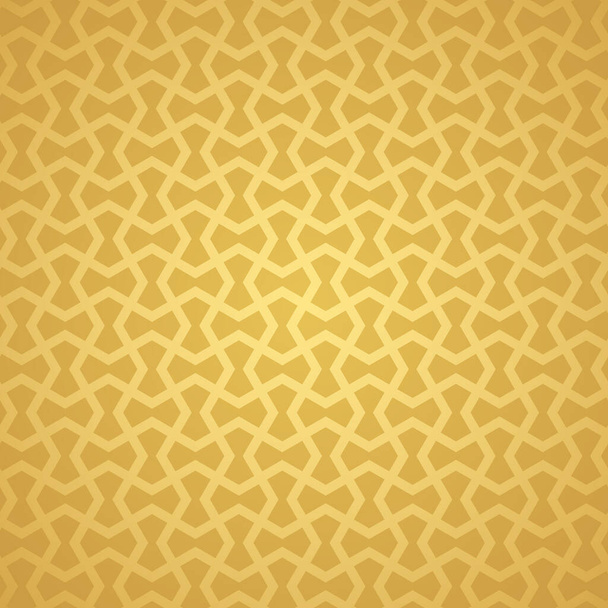 Symmetrical abstract vector background in arabian style made of gold geometric line. - Вектор,изображение