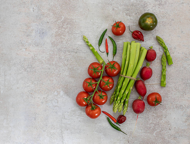 Top view of organic vegetables on white background - Zdjęcie, obraz