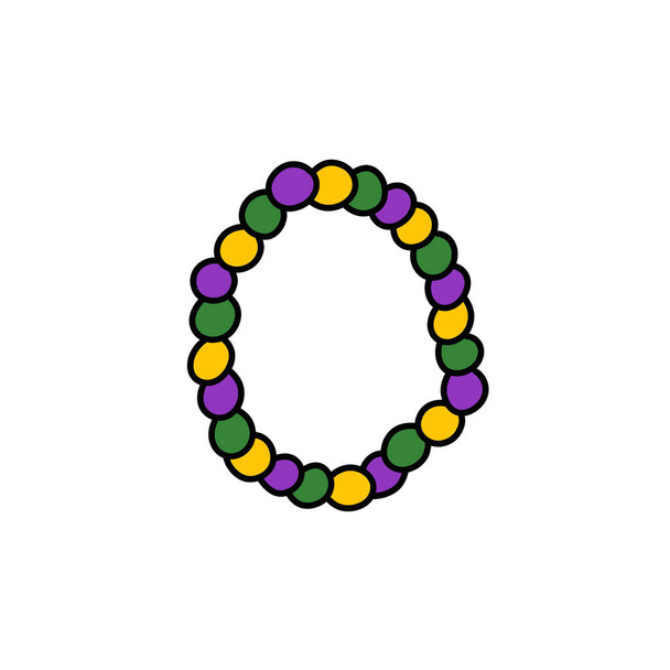 Mardi Gras perlas garabato icono, vector de ilustración de color
 - Vector, Imagen