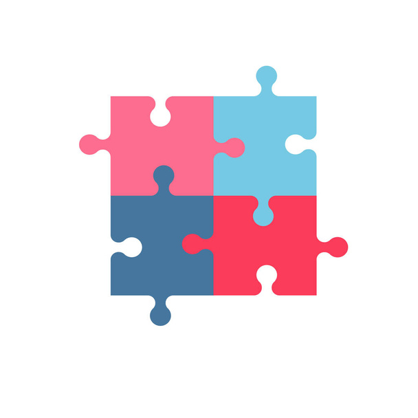 Bella illusione vettoriale Illustrazione vettoriale fatta da quattro pezzi colorati di puzzle rosa e blu. Trazione fatta da quattro pezzi colorati di puzzle rosa e blu
. - Vettoriali, immagini