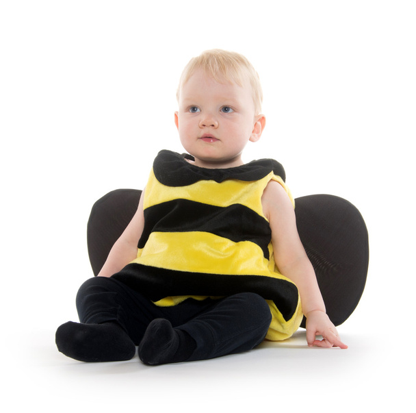 Baby boy in bumblebee costume - Fotoğraf, Görsel