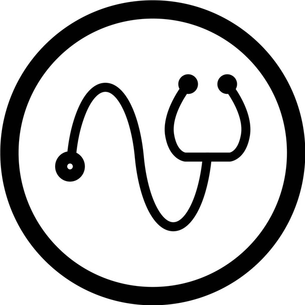 icona stethoscope in stile nero isolata su sfondo bianco. illustrazione vettoriale simbolo medico. - Vettoriali, immagini