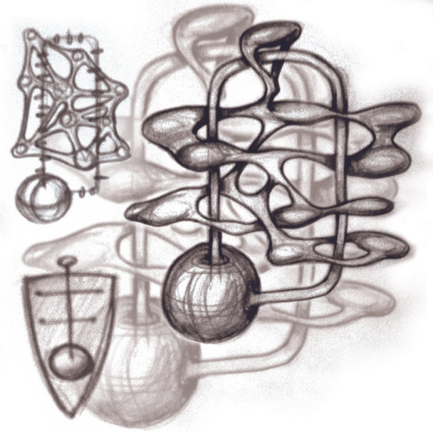 Sketch of architectural object in cosmos - Photo, Image