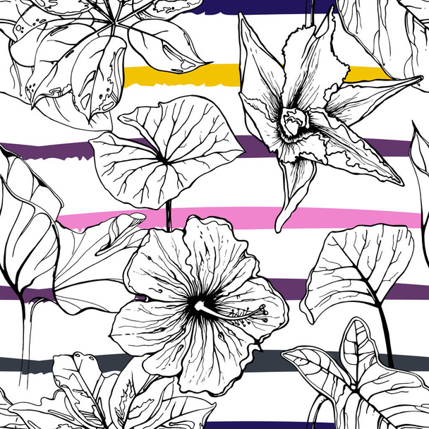 Tropical, modern stripes motif - Wektor, obraz