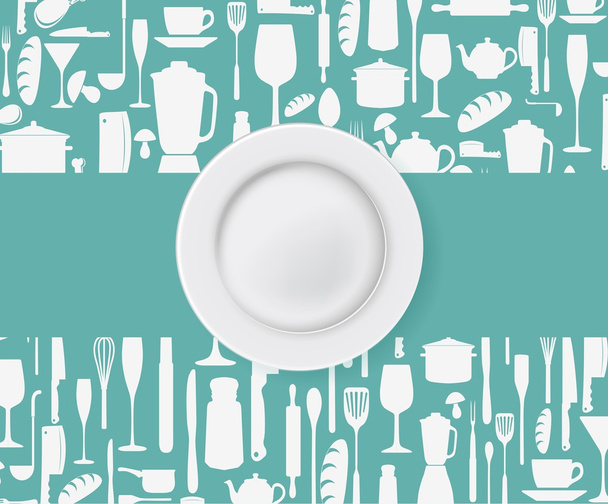 Restaurant menu design with plate - Vector, Image
