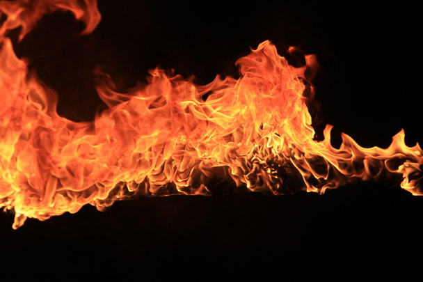 Blazing flames on black background - Foto, Imagem