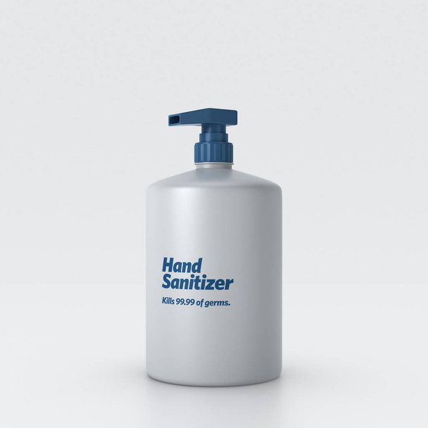 Hand sanitizer with pump bottle.Hand disinfectant. Personal hygiene. 3d.isolated. - Photo, Image