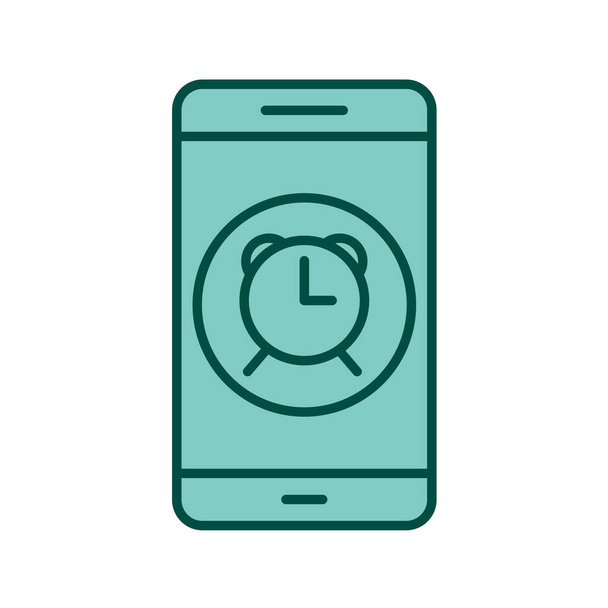 Icône d'application mobile d'alarme dans le style à la mode fond isolé
 - Vecteur, image