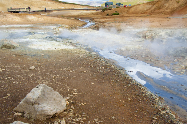 Geotermális területen, színes táj - Izland. - Fotó, kép