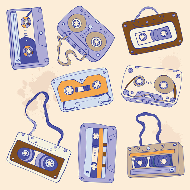 Set of retro cassette tapes - Vector, Image