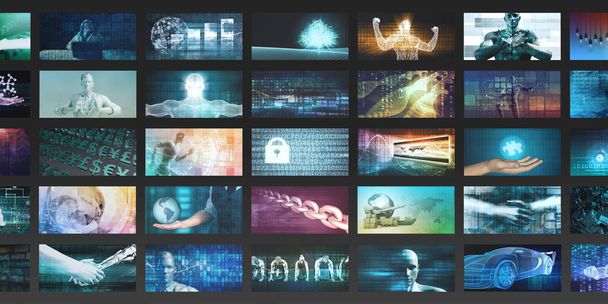 Videowand-Hintergrund als futuristisches Unterhaltungskonzept - Foto, Bild