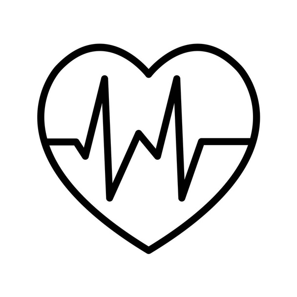 Herzschlag-Symbol im schwarzen Stil isoliert auf weißem Hintergrund. Illustration medizinischer Symbolvektoren. - Vektor, Bild