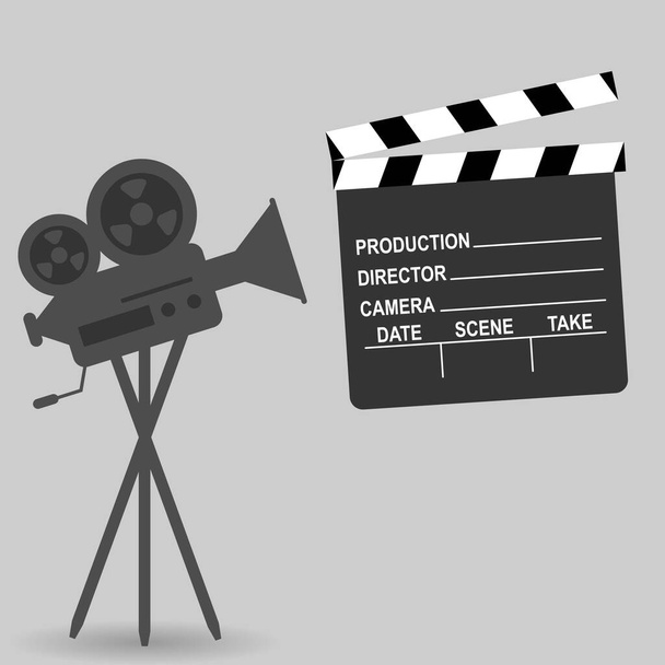 映画やクラッパーボードのためのヴィンテージプロのカメラ - ベクター画像
