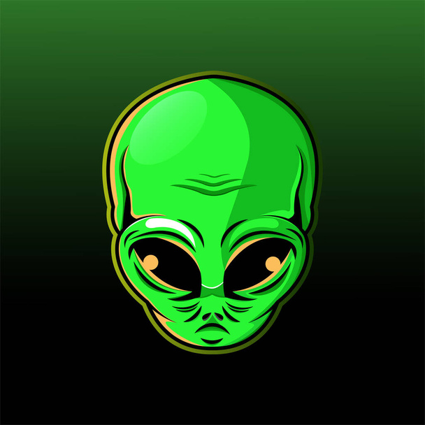 Alien hoofd mascotte logo illustratie - Vector, afbeelding