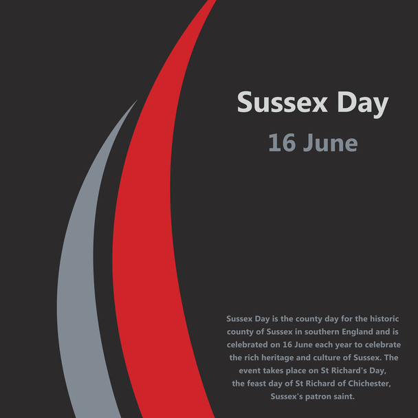 Sussex Day είναι η ημέρα κομητείας για την ιστορική κομητεία του Sussex στη νότια Αγγλία και γιορτάζεται στις 16 Ιουνίου κάθε χρόνο για να γιορτάσει την πλούσια κληρονομιά και τον πολιτισμό του Sussex. - Διάνυσμα, εικόνα