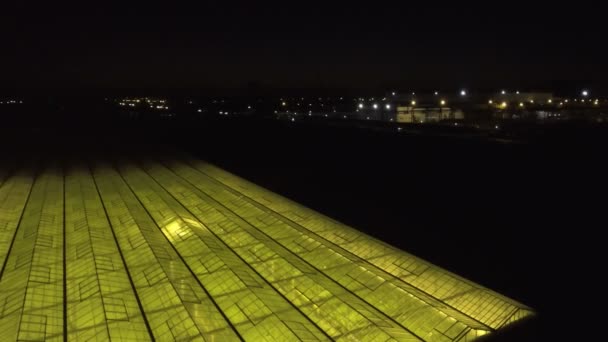 Flying over a large greenhouse with Cucumbers at hight - Footage, Video