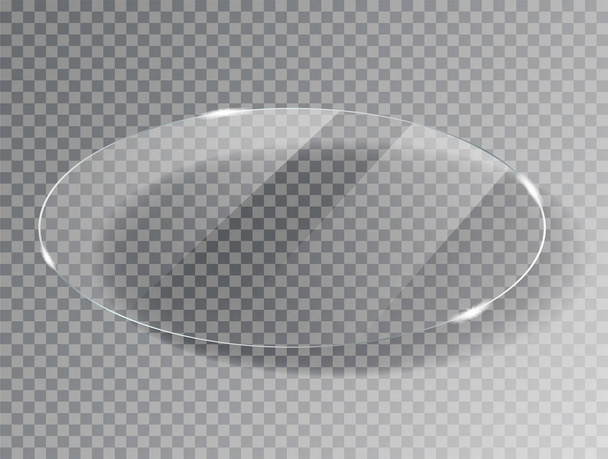 Realistická skleněná deska obdélníkového tvaru na průhledném pozadí. Akrylové a skleněné textury se zorničkami a světlem. Realistické skleněné okno nebo rám. Izolovaná vektorová ilustrace 10 EPS - Vektor, obrázek