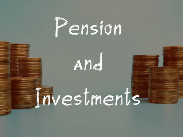 Pension and Investments sign on the page. - Photo, Image
