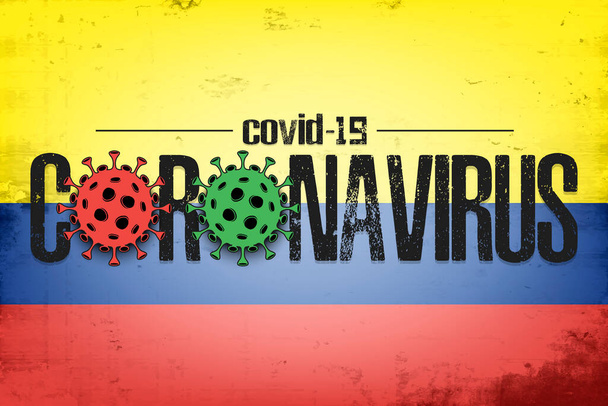Flag of Colombia with coronavirus covid-19 - Vector, imagen
