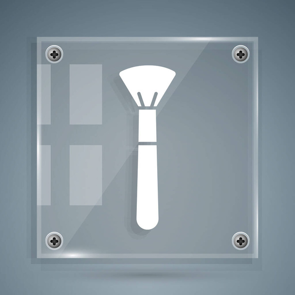 White Makeup brush icon isolated on grey background. Square glass panels. Vector Illustration - Vector, Image