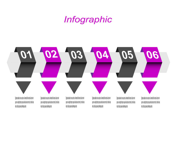 Abstract 6 stappen infographics achtergrond. - Vector, afbeelding