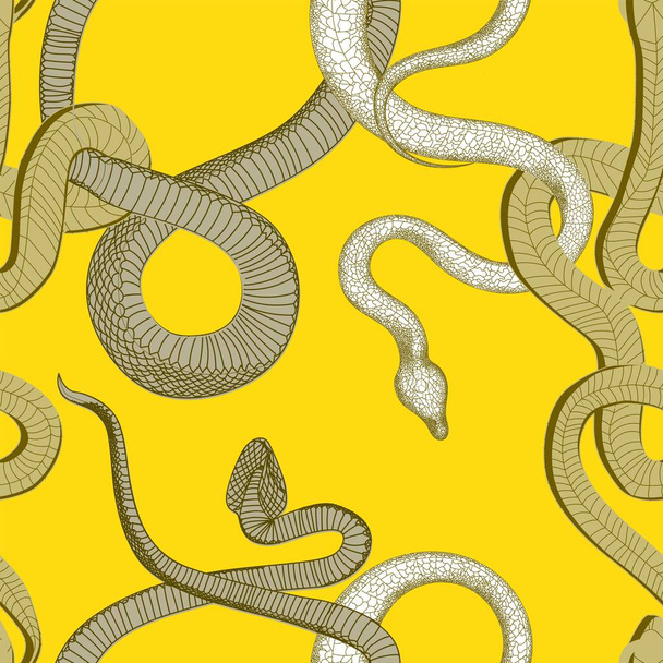 Modèle de vecteur de serpent. cerf-volant sur un fond jaune vif. Sansevieria. Animaux tropicaux
. - Vecteur, image