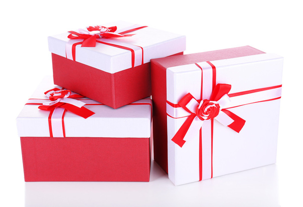 krásné dárkové krabičky, izolované na bílém - Fotografie, Obrázek