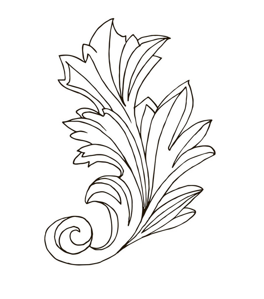 Openwork leaf on a white background. Graphics. Element for the design. - Vector, Image