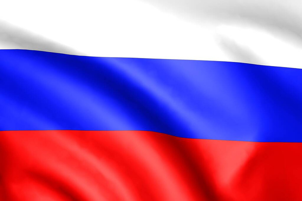 Ρωσική σημαία. Ιστορικό με πτυχώσεις. 3D απόδοση. - Φωτογραφία, εικόνα
