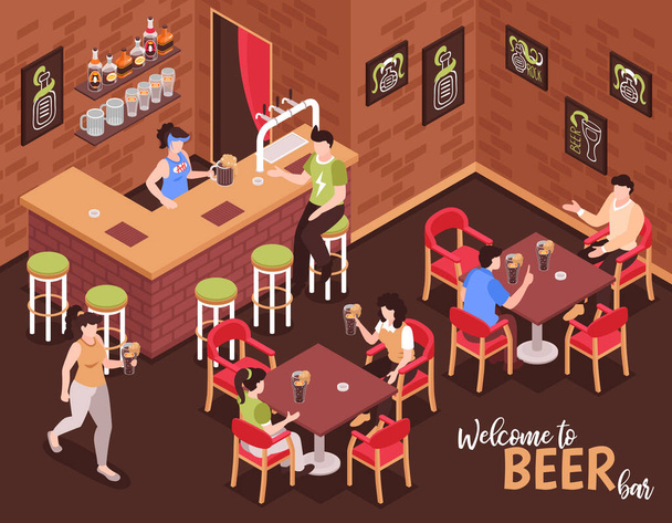 Beer Bar Ισομετρική απεικόνιση - Διάνυσμα, εικόνα