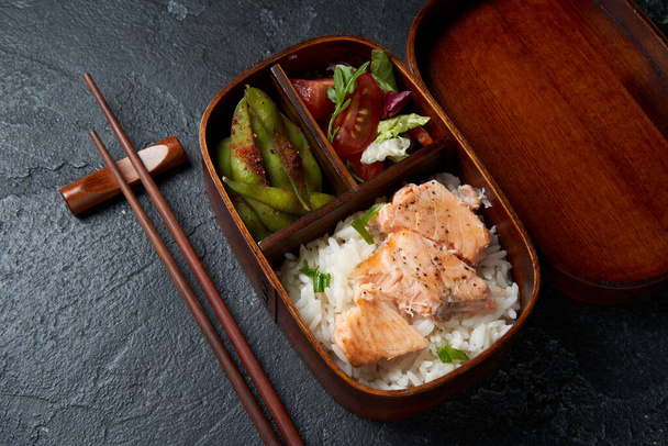 Japanese lunch bento box. Take away concept - Фото, изображение