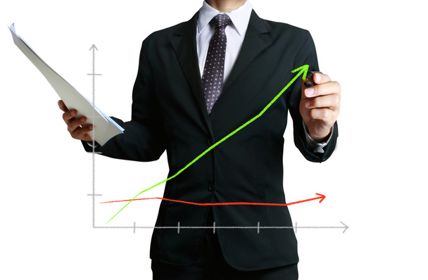 Business man hand drawing graph - Photo, Image