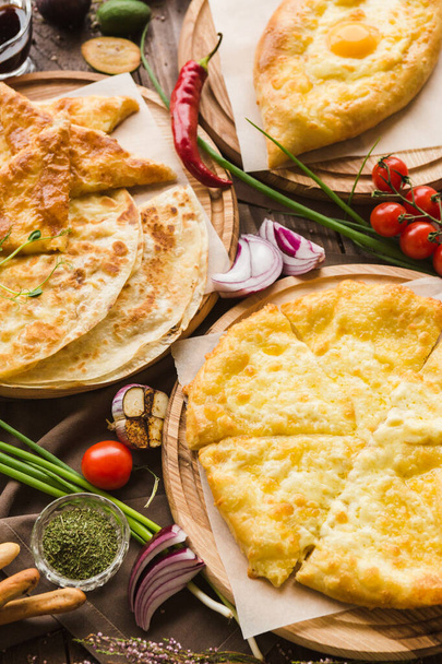 variety of restaurant dishes of national Georgian Armenian and Azerbaijani cuisine - Foto, immagini