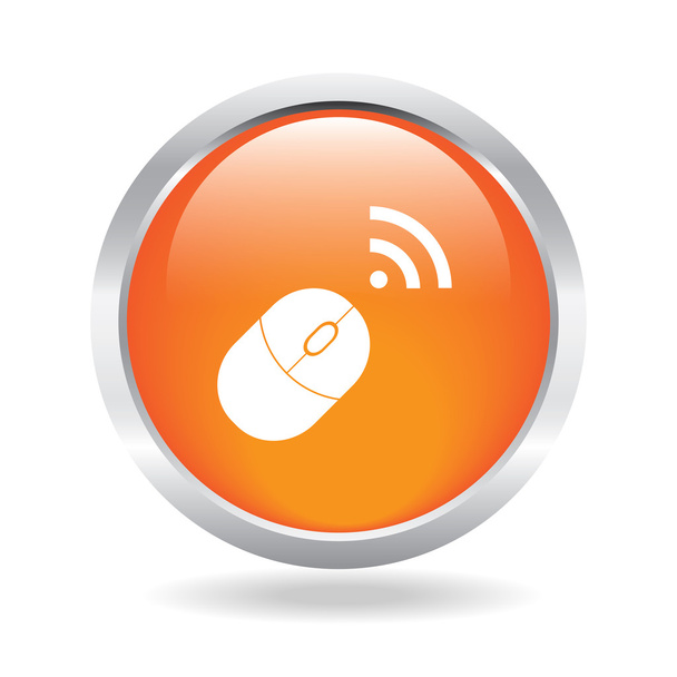 Mouse icon orange glossy button - Вектор, зображення